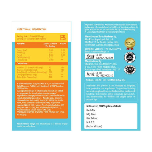 BBetter Vitamin C and Zinc Tablets for Immunity & Skin Health