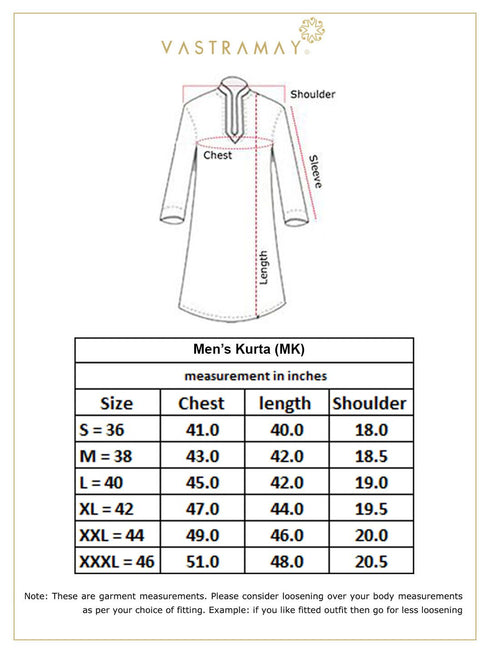 Vastramay Men's Cream Embroidered Cotton Blend Kurta