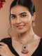 Gold Plated Red Zircon & Pearl Beaded Floral Pipe Pendant Jewellery Set With Jhumka