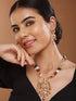 Gold Plated Fusion Stone Studded Pendant Long Maala Bridal Jewellery Set