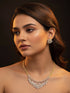 Gold Plated White AD Zircon Studded Long Haram Chain Jewellery Set