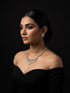 Gold Plated White AD Zircon Studded Long Haram Chain Jewellery Set
