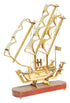 Brass Table Ship With Wooden Base 1.78kg