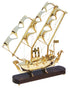 Brass Table Ship With Wooden Base 2.74kg