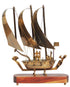 Brass Table Ship With Wooden Base 0.96kg