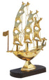 Brass Table Ship With Wooden Base 0.57kg