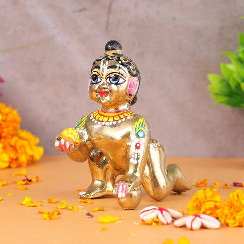 Brass Laddu Gopal God Idol Statue 2.82Kg