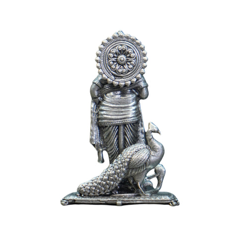 Pure Silver Antique Muragan Idol Standing 42.84G By Mahita Collections