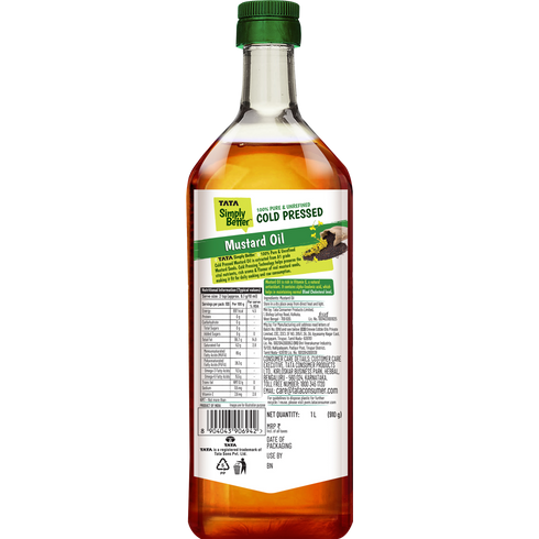 Tata Simply Better Mustard Oil 1L | 100% Pure | Unrefined & Cold-pressed | Hexane-Free