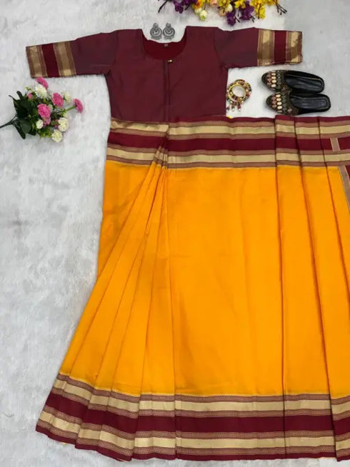 Ethnic Suits Mysore Silk Zip and Go South Indian Saree gown
