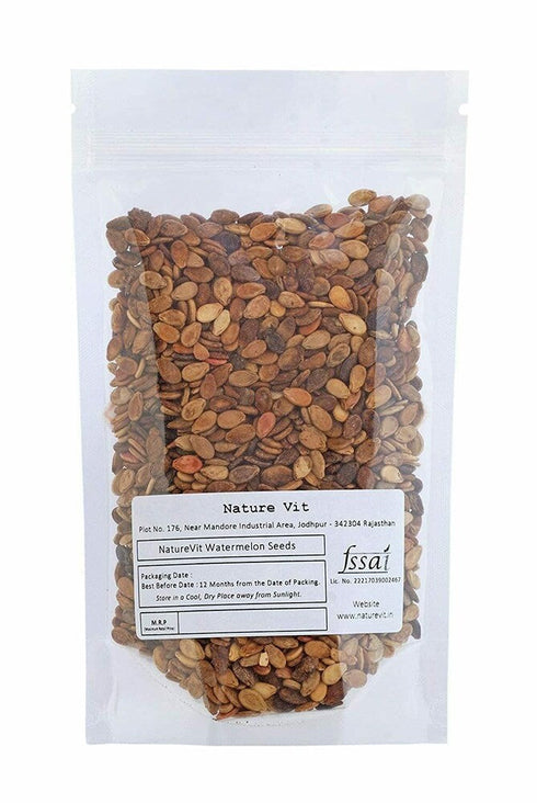 NatureVit Whole Watermelon Seeds | Tarbooj Beej | Watermelon Seeds with Skin