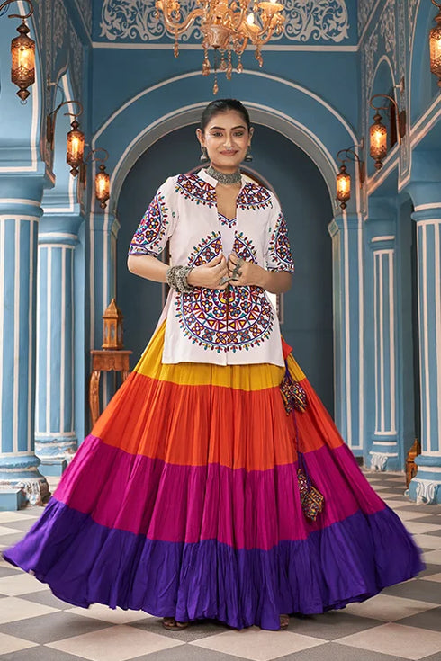 Shubhkala Women Special Designer White Jacket Chaniya Choli Collection for Navratri