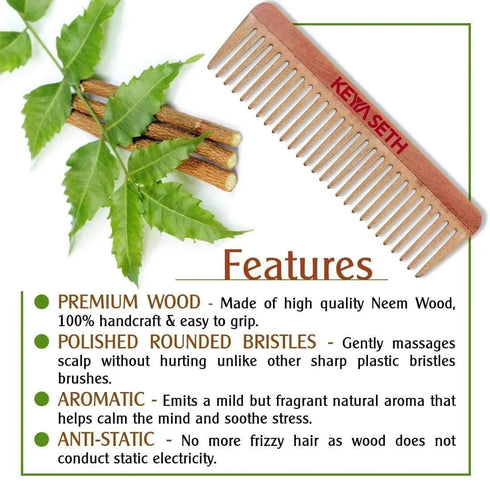 Keya Seth Aromatherapy Neem Wooden Comb Hair Growth for Men & Women All Purpose Large Size