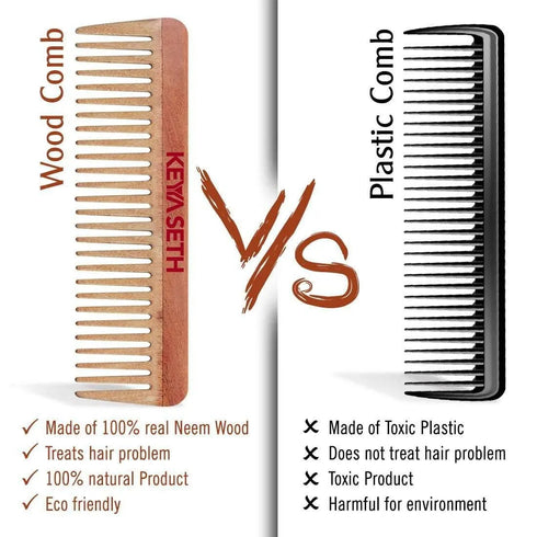 Keya Seth Aromatherapy Neem Wooden Comb Hair Growth for Men & Women All Purpose Large Size