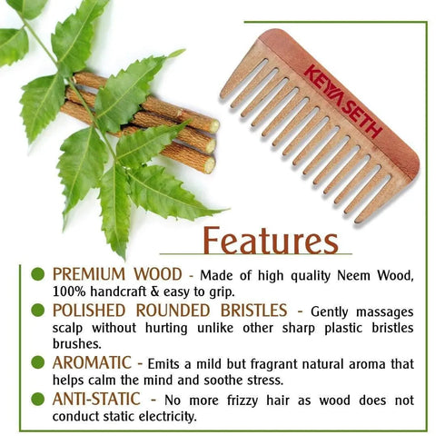 Keya Seth Aromatherapy Neem Wooden Comb Hair Growth for Men & Women Small Size
