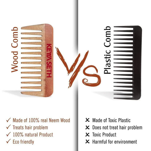 Keya Seth Aromatherapy Neem Wooden Comb Hair Growth for Men & Women Small Size