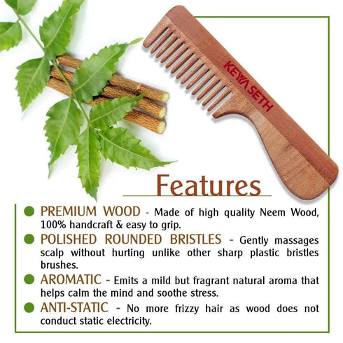 Keya Seth Aromatherapy Neem Wooden Handle Comb for Men & Women