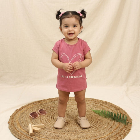 Bachpan kids wear New Born Girls Tee-Dusty Rose
