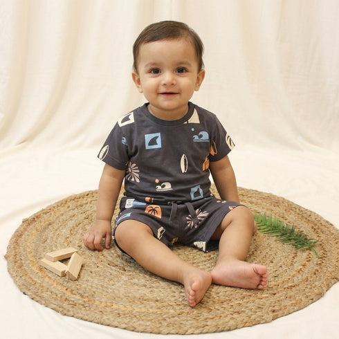 Bachpan kids wear New born casual wear set-Ash Colour