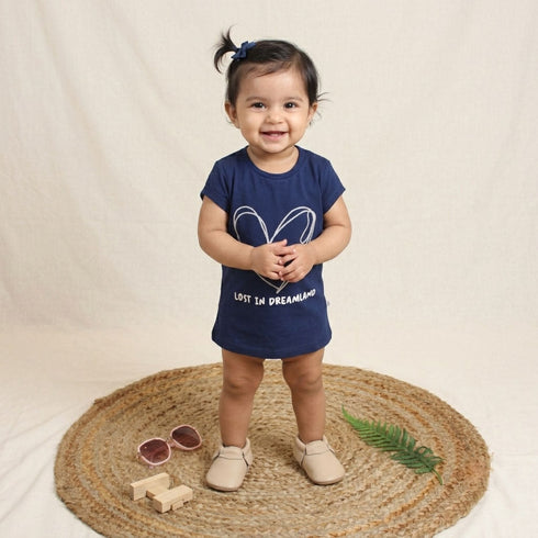 Bachpan kids wear New Born Girls Tee -Navy Blue