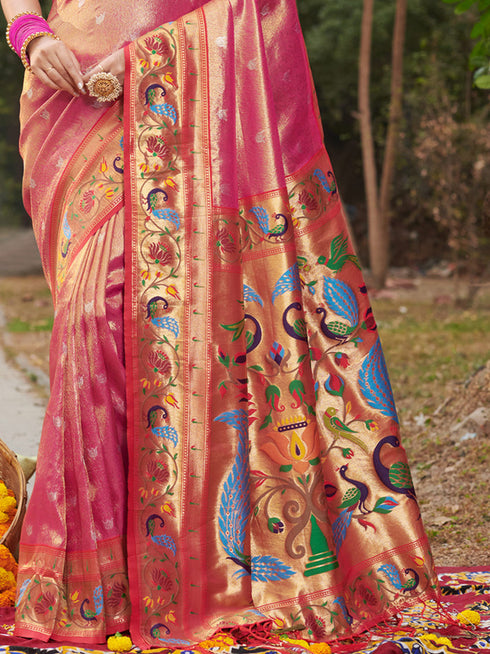 Deeva Sarees Pink Paithani Silk Saree