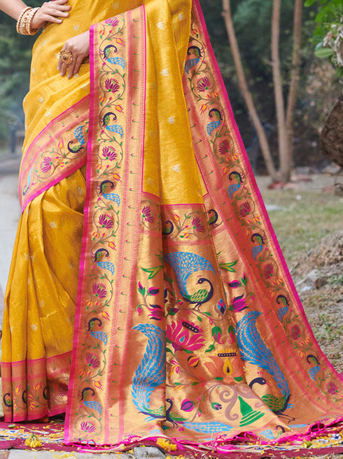 Deeva Sarees Yellow Paithani Silk Saree