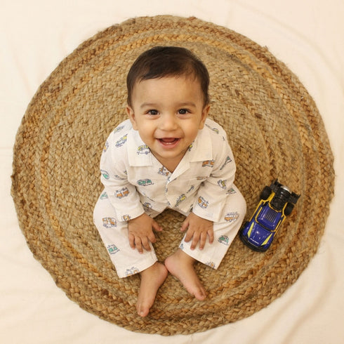Bachpan kids wear Unisex Night Suits-White Colour