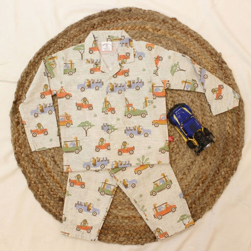 Bachpan kids wear New Born Unisex Safari Jeep Cotton Night Suit