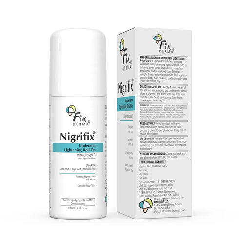 FixDerma Nigrifix Underarm Lightening Roll On | 6% AHA to Reduce Underarm Pigmentation in 2 Weeks