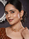 Gold Plated Green Kempo Studded Peacock Minimal Delicate Choker Jewellery Set