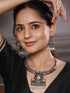 Dual Toned Oxidised Silver Lookalike Pearl Beaded Hasli Deer Motif Designer Jewellery Set