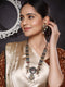 Dual Tone Oxidised Nav Ratan Stone Studded Pearl Beaded Bird Motif Designer