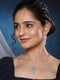 Silver Toned Ad Studded Quirky Drop Designer Wedding Partywear Jewellery Set