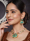 Gold plated Turquoise Blue Nav Ratan Kundan Floral Raanihaar Jewellery Set