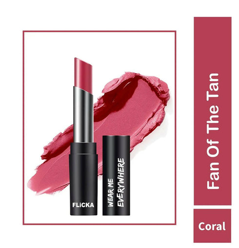 FLiCKA Wear Me Everywhere Creamy Matte Lipstick Fan Of The Tan | Pink