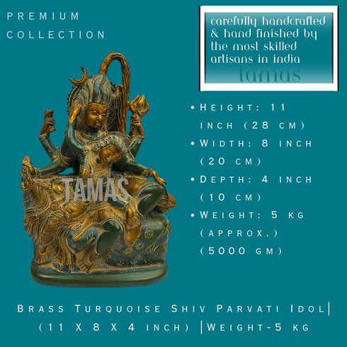 Tamas Brass Turquoise Shiv Parvati Idol