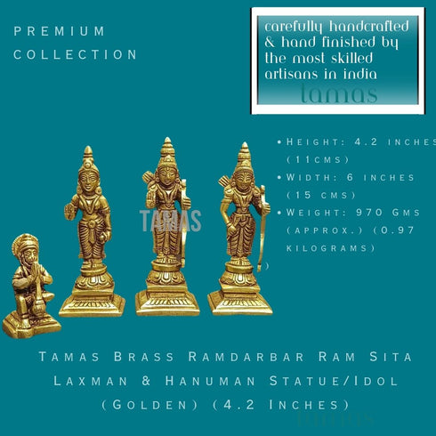Tamas Brass Ramdarbar Ram Sita Laxman & Hanuman Statue/Idol