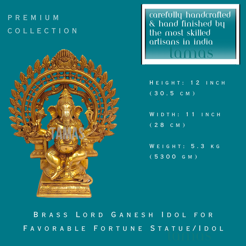 Tamas Brass Lord Ganesh Idol for Favorable Fortune Statue/Idol