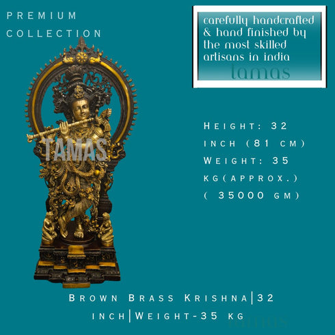 Brown Tamas Brass Krishna