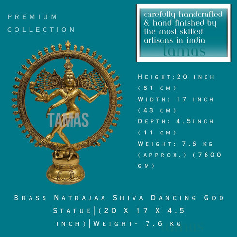 Tamas Brass Natrajaa Shiva Dancing God Statue