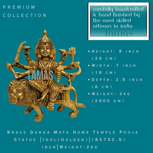 Tamas Brass Durga Mata Home Temple Pooja Statue |Idol