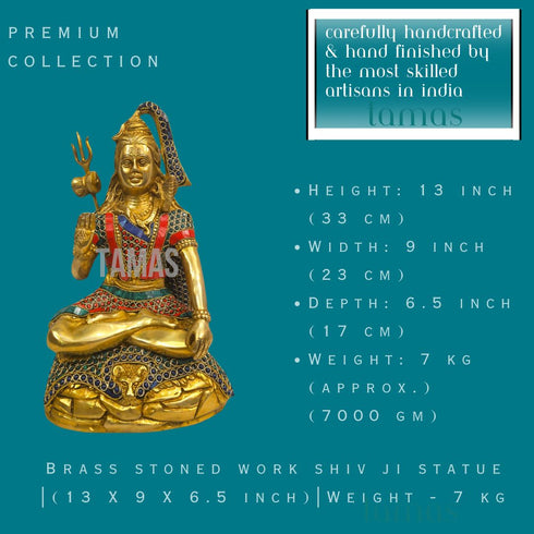 Tamas Brass stoned work shiv ji statue