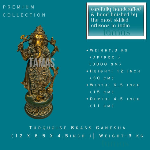 Turquoise Tamas Brass Ganesha