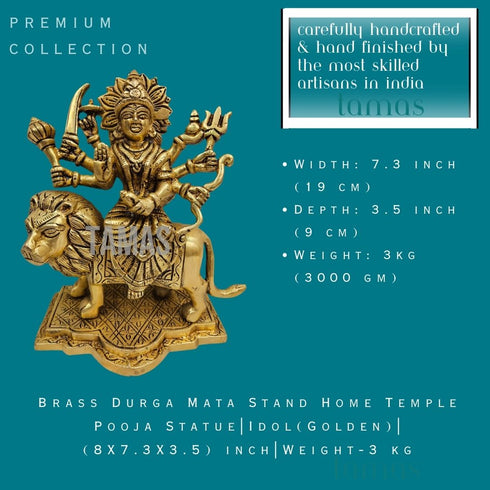 Tamas Brass Durga Mata Stand Home Temple Pooja Statue | Idol