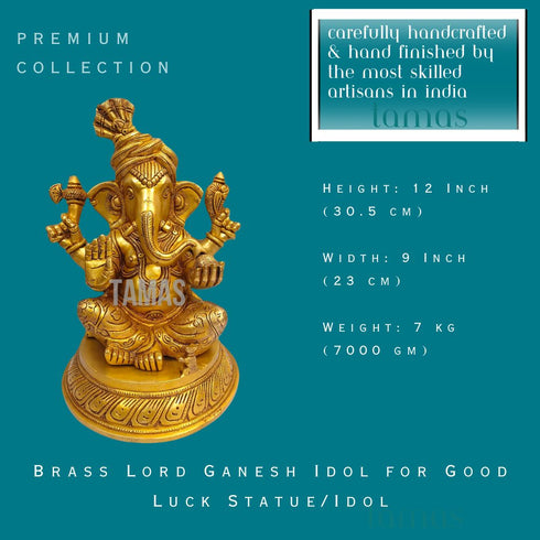 Tamas Brass Lord Ganesh Idol for Good Luck Statue/Idol