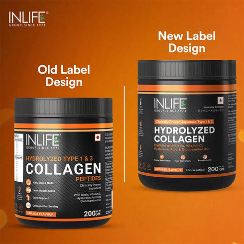 Inlife Hydrolyzed Collagen Peptides Powder | orange