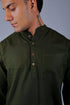 Veshbhoshaa Bluebird Men'S Short Kurta In Mehandi - 100% Pure Cotton