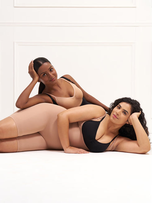 UNDERNEAT Open Bust Butt Lifting Bodysuit - Beige