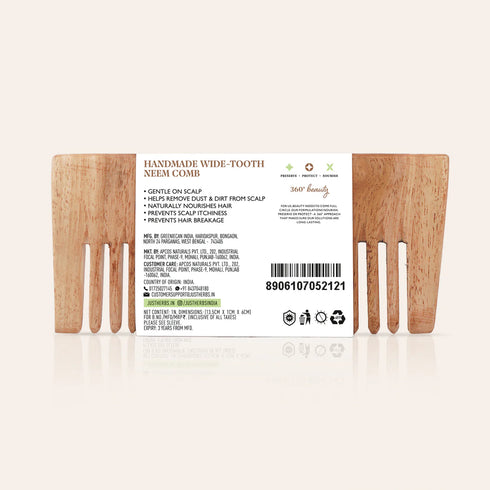 Just Herbs Handmade Wide-Tooth Neem Comb 35g
