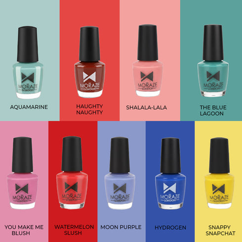 Moraze Cosmetics Nail Paint Pack 10 Highly Glossy Pigmented Shades